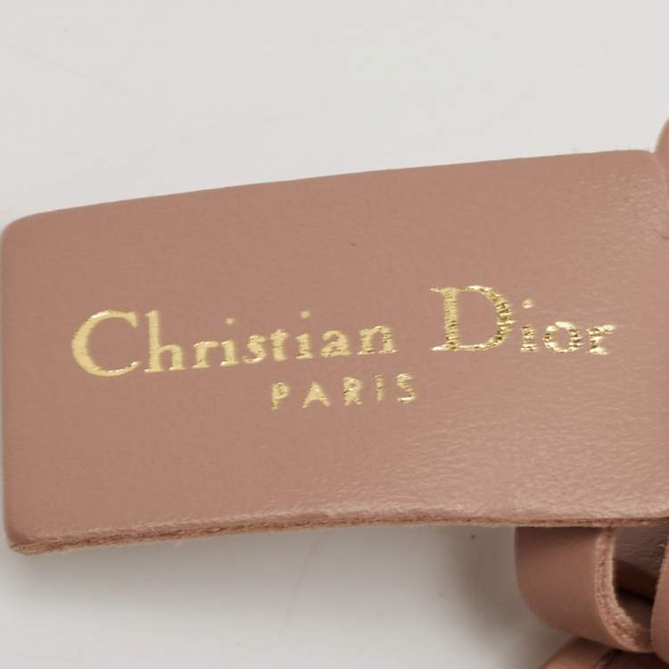 Pre Owned Dior White/Old Rose Leather D Fence Reversible Waist Belt 95M