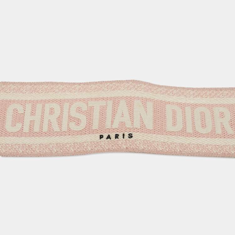 Pre Owned Dior Pink/Black Embroidered Canvas and Leather Shoulder Bag Strap 