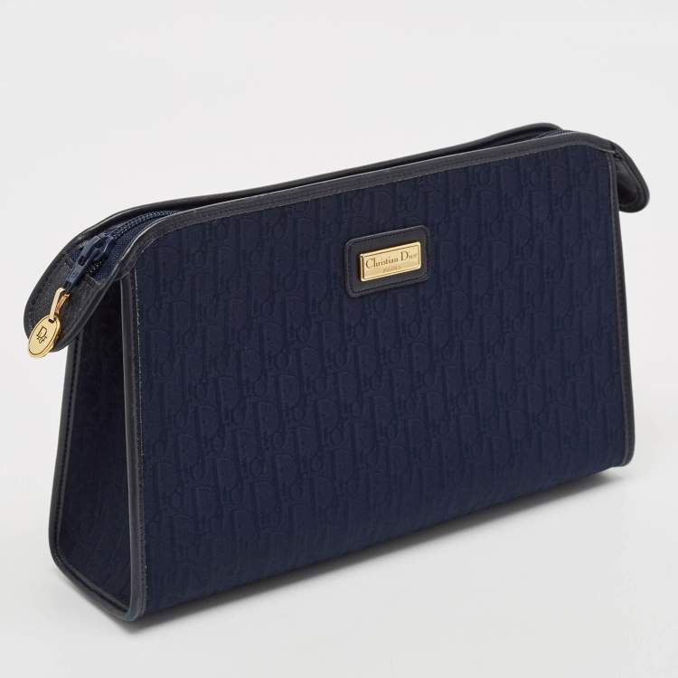 Pre Owned Dior Navy Blue Diorissimo Fabric Cosmetic Pouch