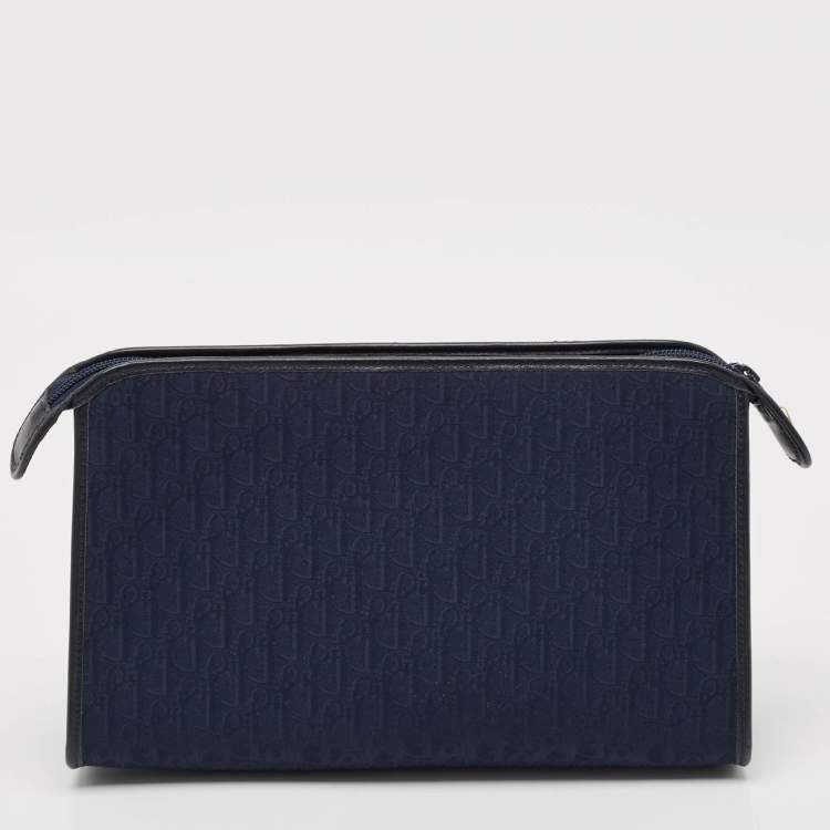 Pre Owned Dior Navy Blue Diorissimo Fabric Cosmetic Pouch