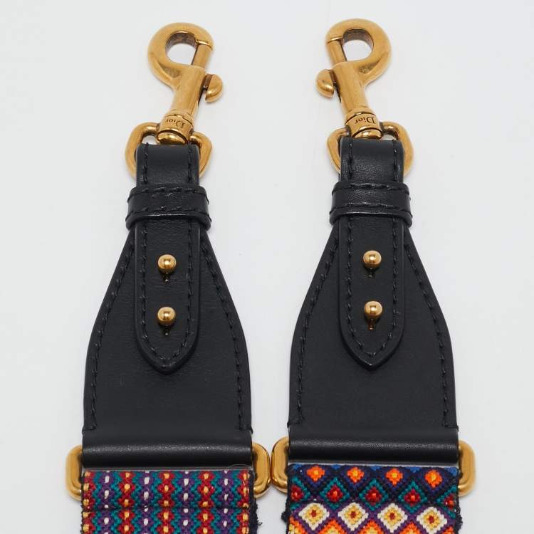 Pre Owned Dior Multicolor Canvas and Leather Studded Shoulder Bag Strap