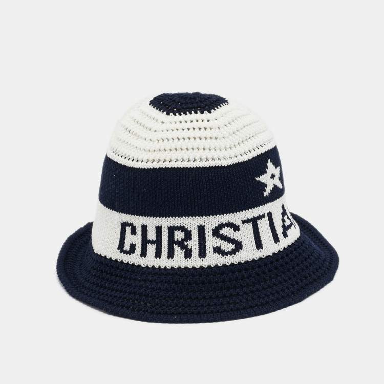 Pre Owned Christian Dior Logo Cotton Knit D-Tulipe Cloche Hat S