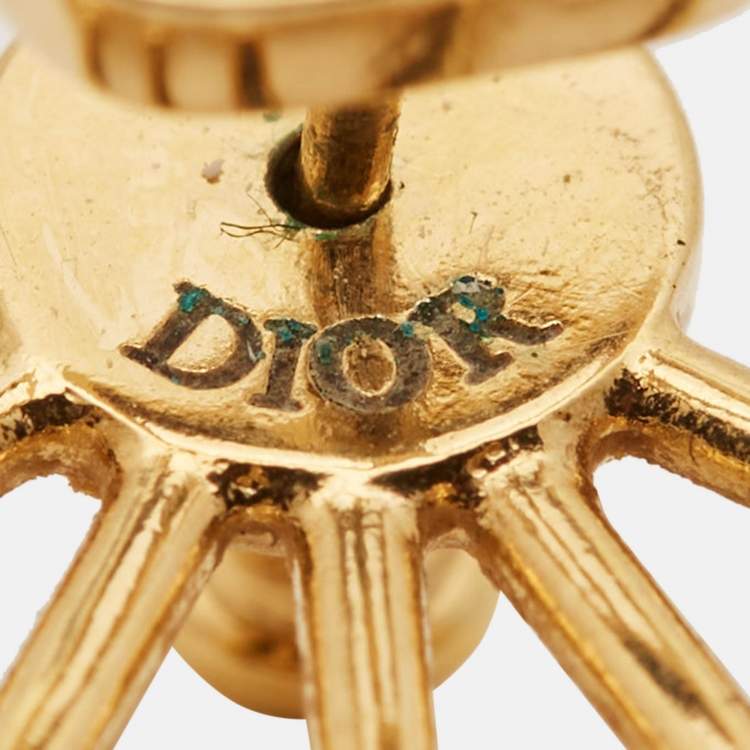 مملوكة مسبقًا Dior Petit CD Crystals Gold Tone Single Earring