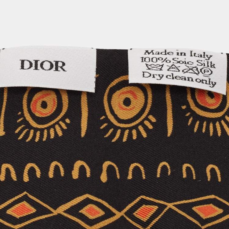Pre Owned Dior Black Animals Giraffe Print Silk Mitzah Scarf 