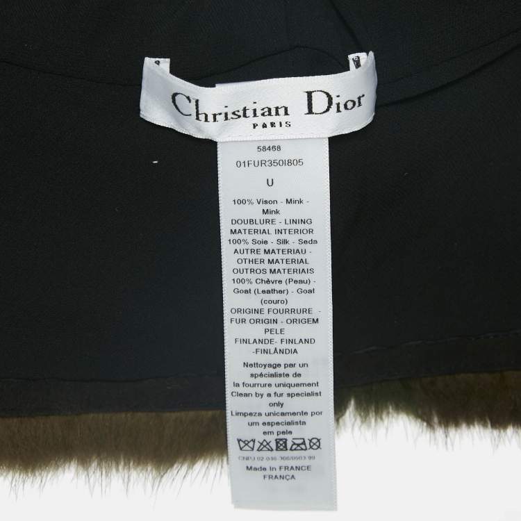 Pre Owned Christian Dior Green Camouflage Mink Fur Hooded Scarf