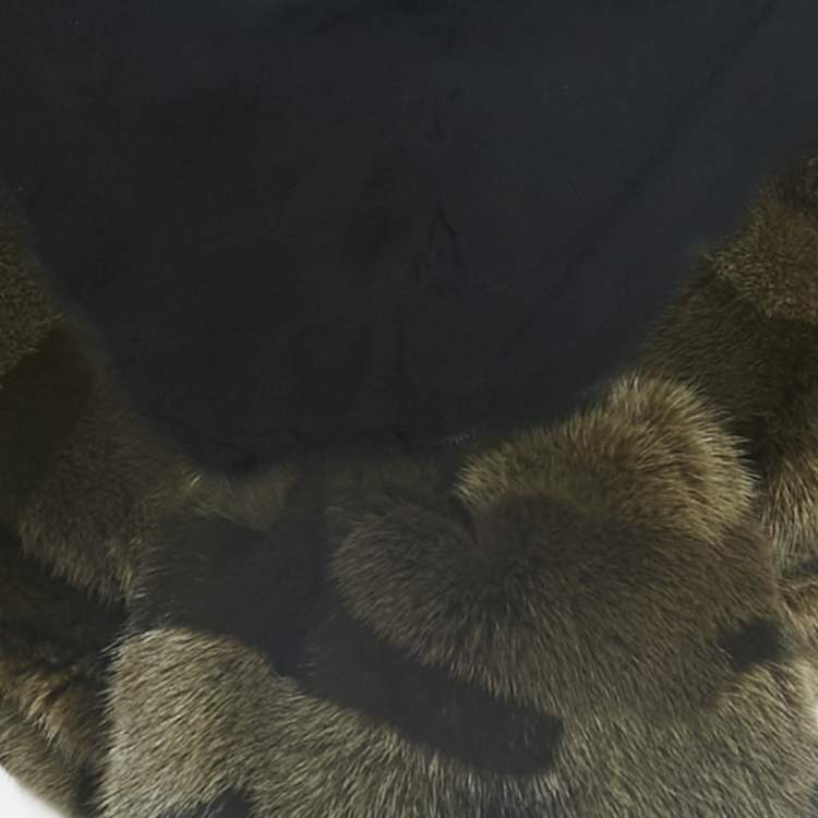 Pre Owned Christian Dior Green Camouflage Mink Fur Hooded Scarf