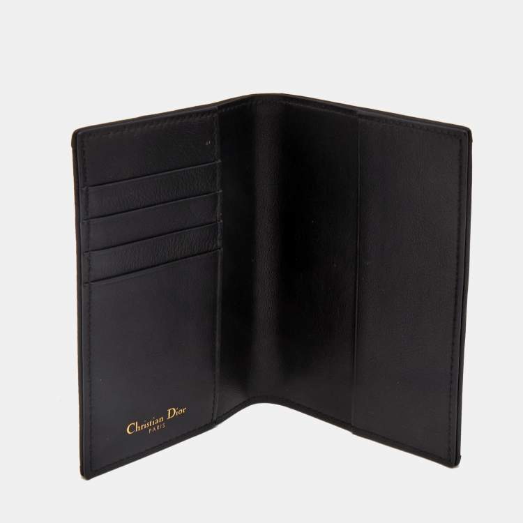 Pre Owned Dior Navy Blue Oblique Canvas and Leather Vertical Passport Holder