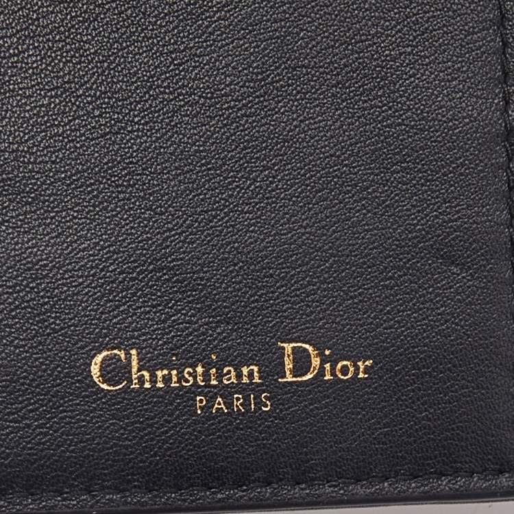 Pre Owned Dior Navy Blue Oblique Canvas and Leather Vertical Passport Holder
