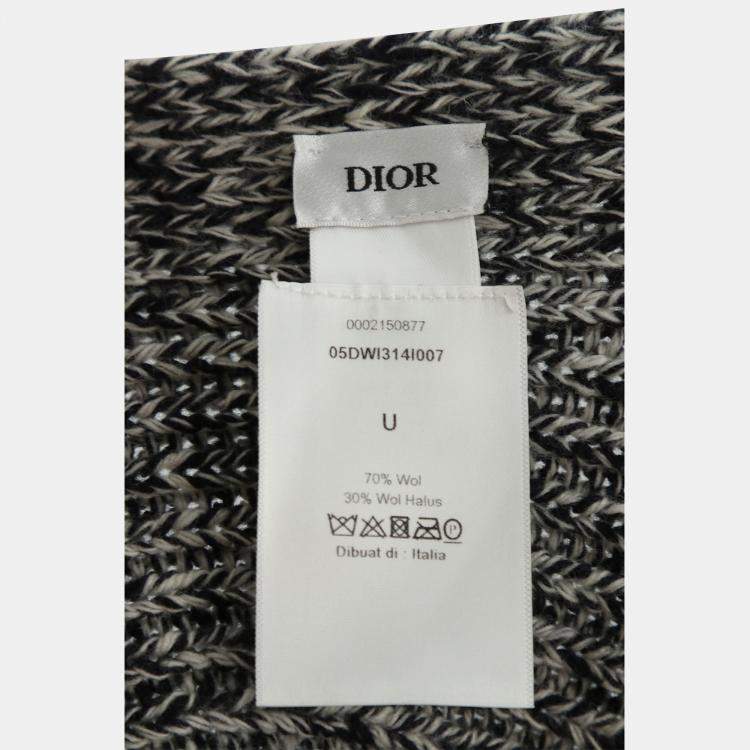 Pre Owned Dior Navy Blue & White Wool Stole