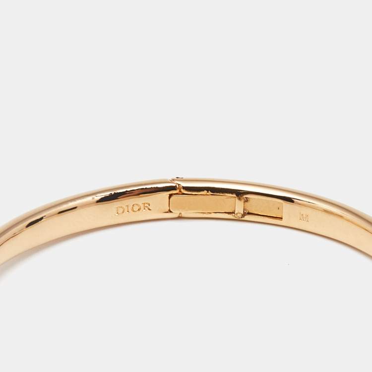 Pre Owned Dior Tribales Resin Faux Pearl Gold Tone Bracelet M