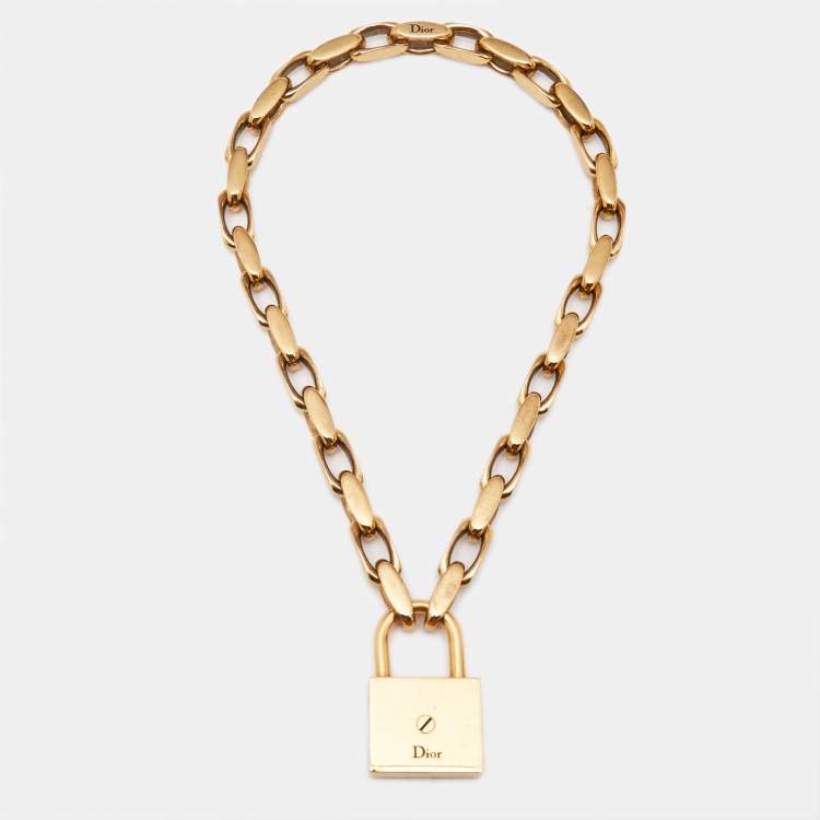 Pre Owned Dior Lucky Locket Gold Tone Choker Necklace