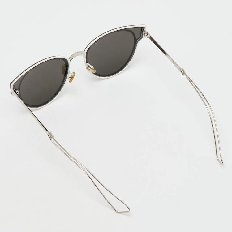 Pre Owned Dior Silver Tone/Black Mirrored 010DC DiorSculpt Cat-Eye Sunglasses