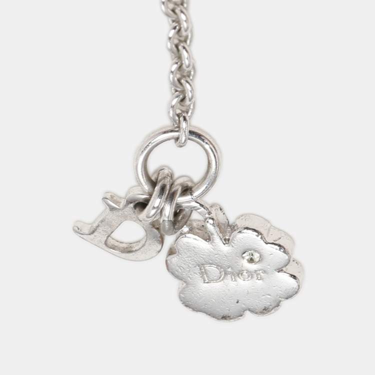 Pre Owned Dior Butterfly Crystals Silver Tone Metal Bracelet