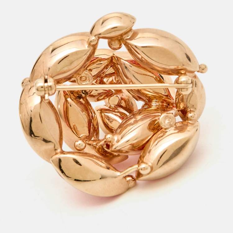 Pre Owned Dior Flower Crystals Gold Tone Brooch