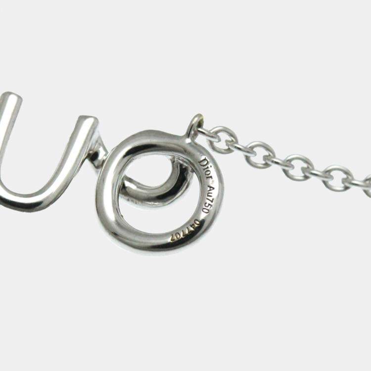 Pre Owned Christian Dior 18K White Gold Diamond Dioramour Pendant Necklace