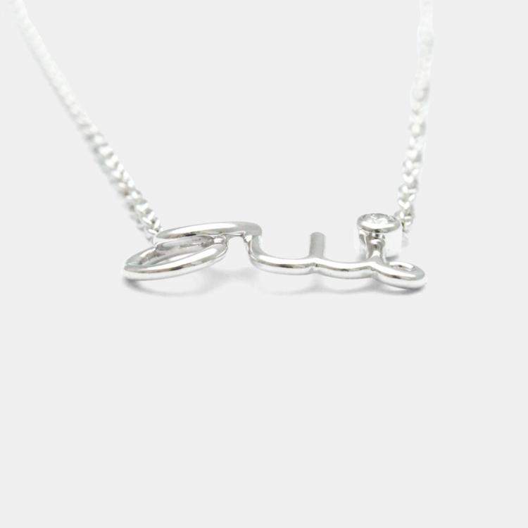 Pre Owned Christian Dior 18K White Gold Diamond Dioramour Pendant Necklace