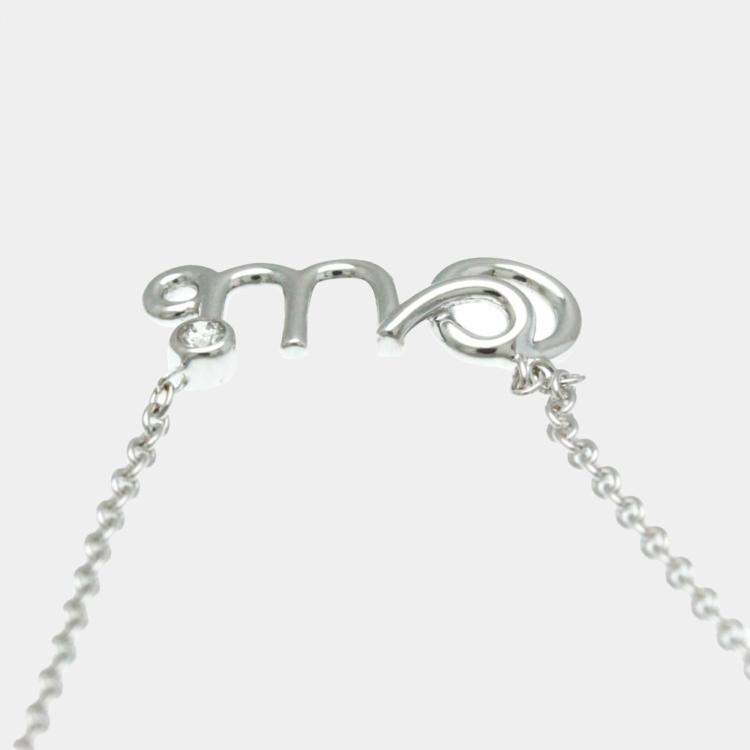 Pre Owned Christian Dior 18K White Gold Diamond Dioramour Pendant Necklace