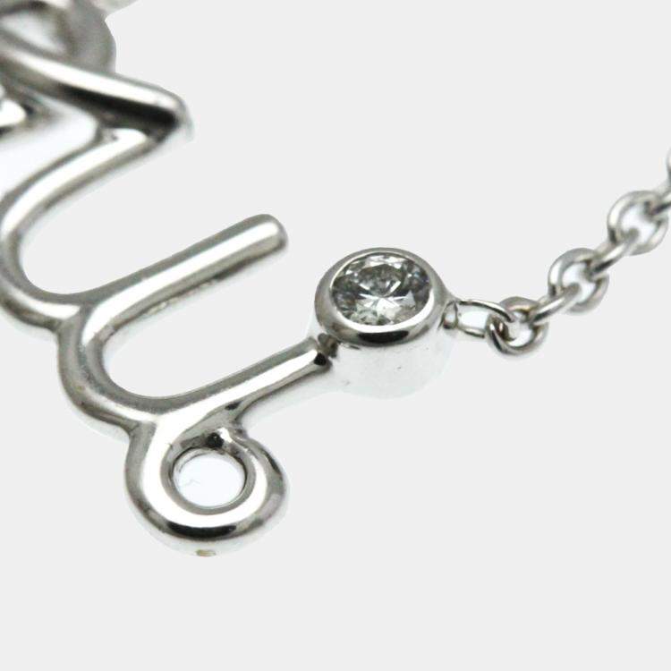 Pre Owned Christian Dior 18K White Gold Diamond Dioramour Pendant Necklace