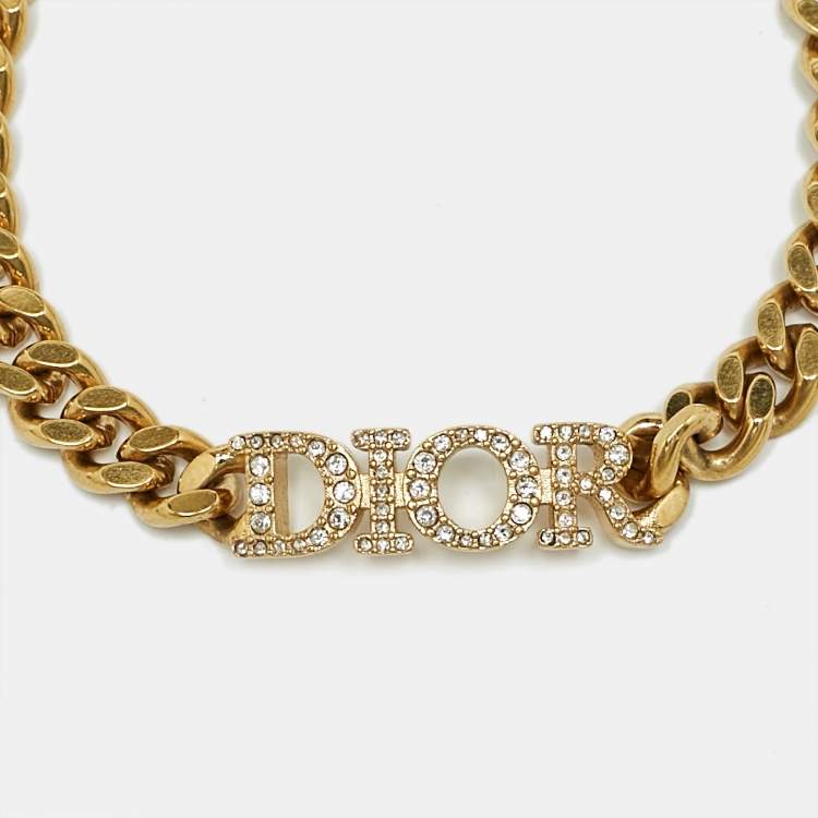 Pre Owned Dior Dio(r)evolution Crystals Gold Tone Bracelet