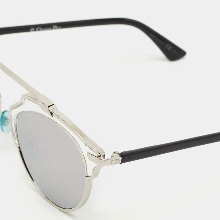 Pre Owned Dior Silver/Black Mirrored DiorSoReal Aviator Sunglasses