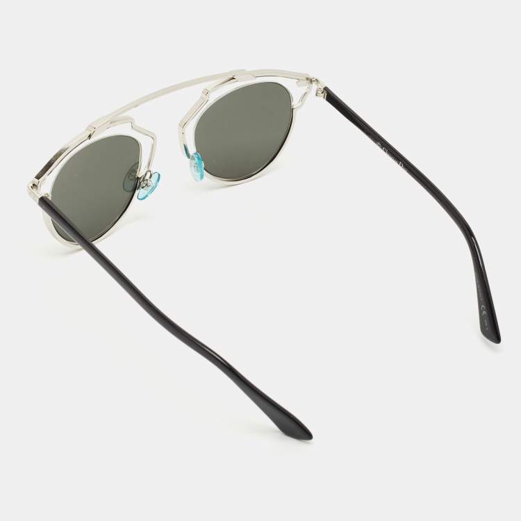 Pre Owned Dior Silver/Black Mirrored DiorSoReal Aviator Sunglasses