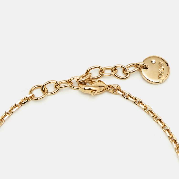 Pre Owned Dior Petit CD Crystals Gold Tone Bracelet