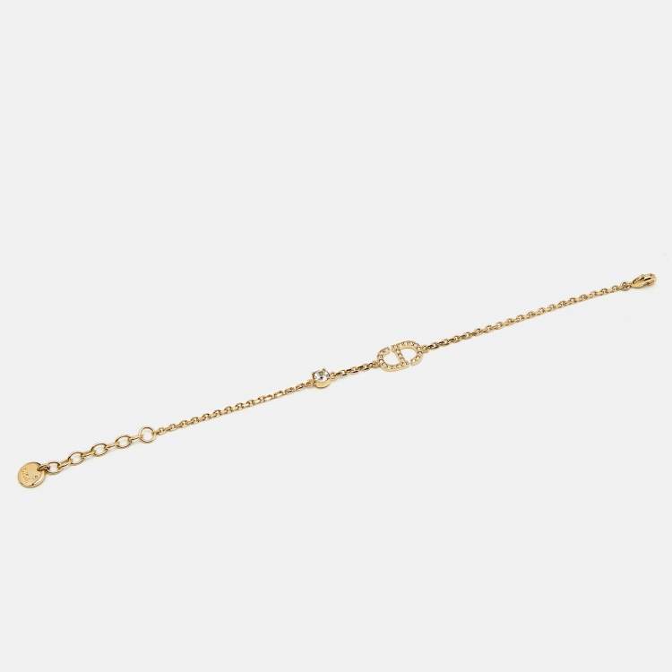 Pre Owned Dior Petit CD Crystals Gold Tone Bracelet