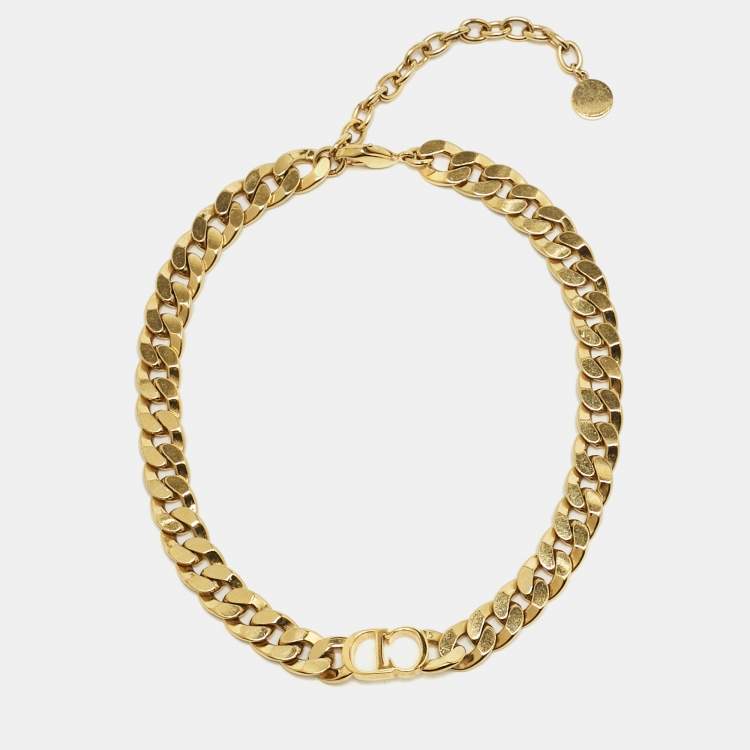 Pre Owned Dior CD Danseuse Etoile Gold Tone Choker Necklace