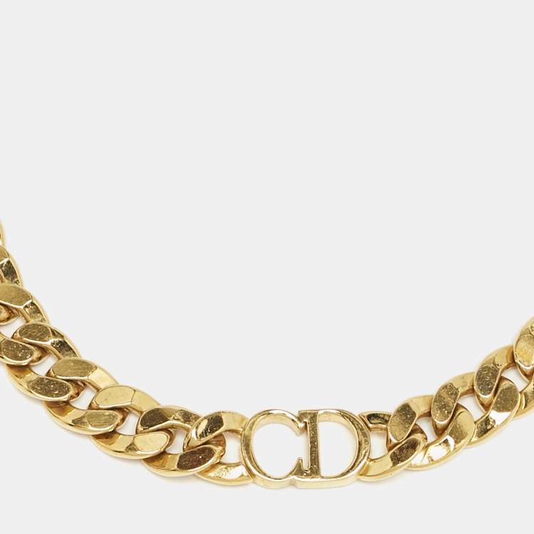 Pre Owned Dior CD Danseuse Etoile Gold Tone Choker Necklace