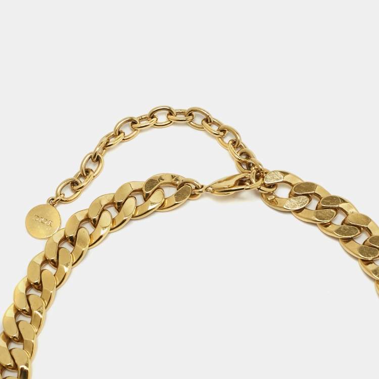 Pre Owned Dior CD Danseuse Etoile Gold Tone Choker Necklace