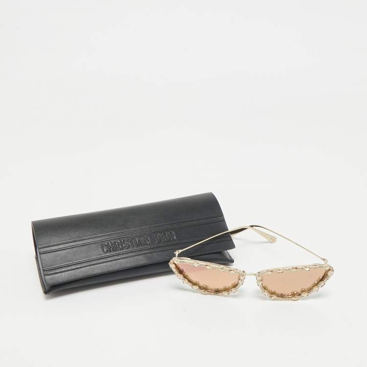 Pre Owned Dior Gold MissDior B1U Crystals Cat Eye Sunglasses
