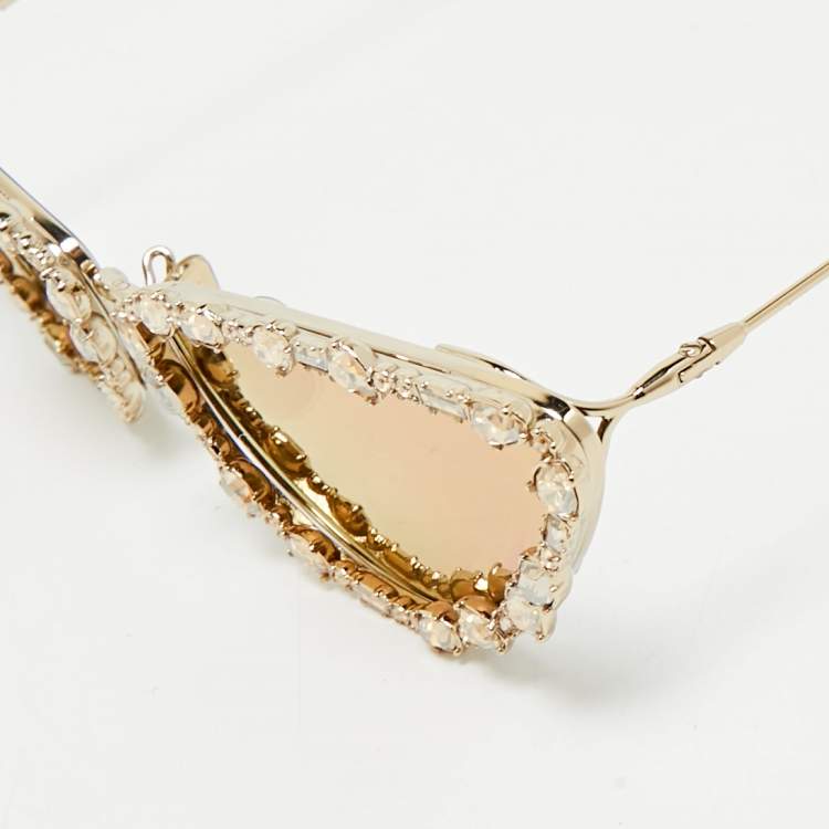 Pre Owned Dior Gold MissDior B1U Crystals Cat Eye Sunglasses