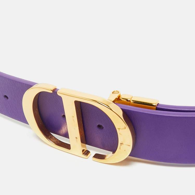 Pre Owned Dior Purple/White Leather 30 Montaigne Reversible Belt 