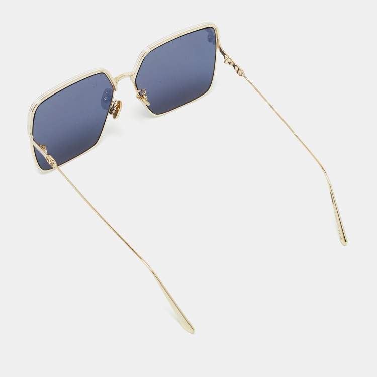 Pre Owned Dior Blue/Gold Tone Everdior SU1 Oversized Sunglasses