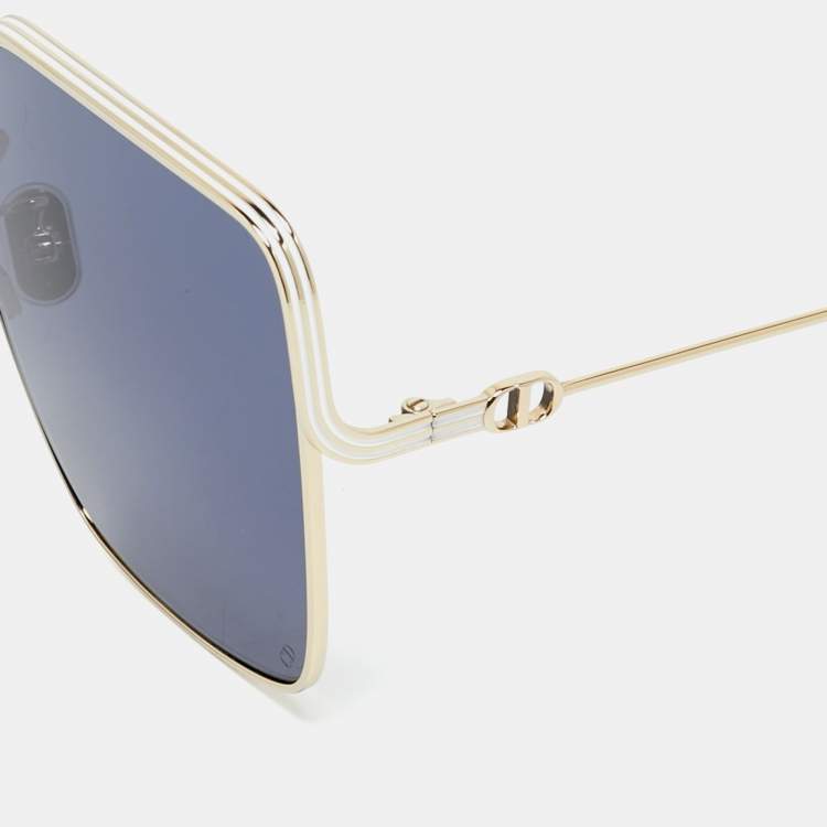 Pre Owned Dior Blue/Gold Tone Everdior SU1 Oversized Sunglasses