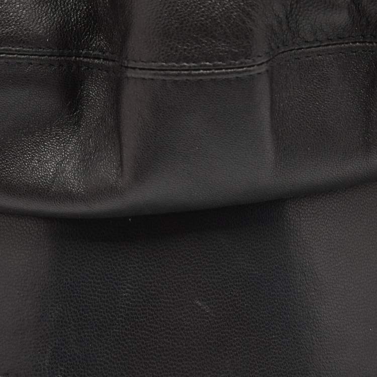 Pre Owned Dior Black Lambskin Leather Beret Hat Size 58