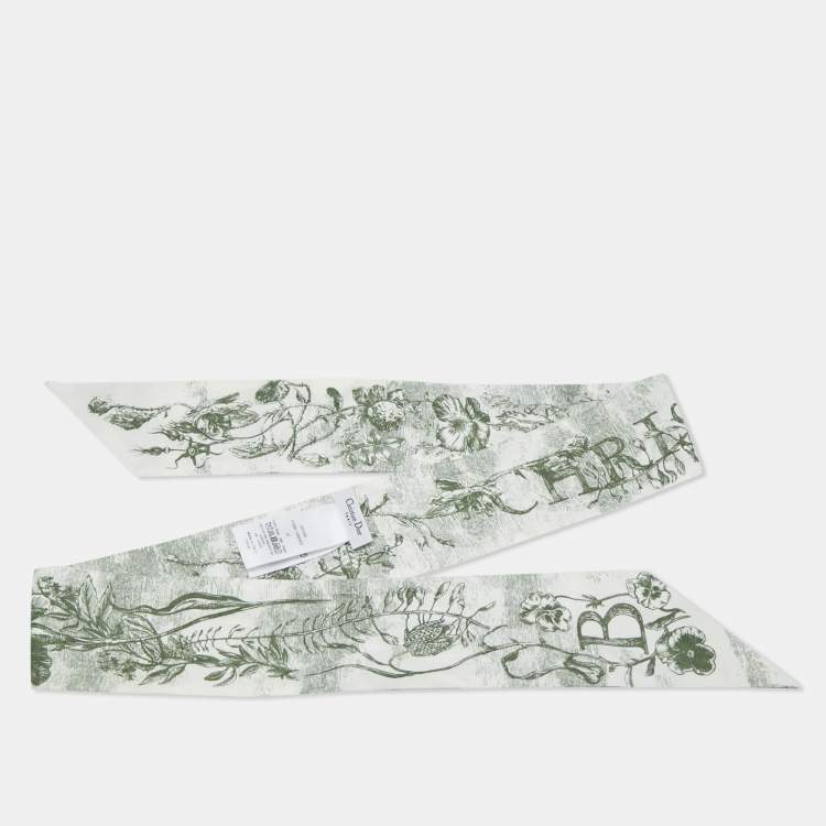 Pre Owned Dior White/Green ABCDior B 'Botanique' Silk Mitzah 