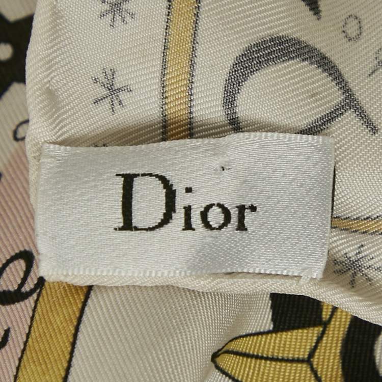 Pre Owned Christian Dior White Silk La Papesse Tarot Scarf 
