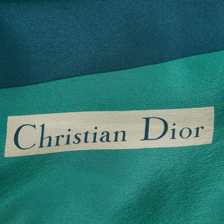 مملوكة مسبقًا Christian Dior Vintage Blue Printed Silk Scarf 