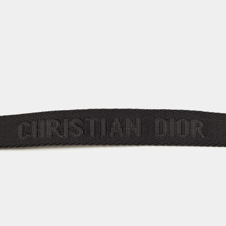 Pre Owned Dior Black Canvas and Leather CD Logo Slim Belt 90 CM