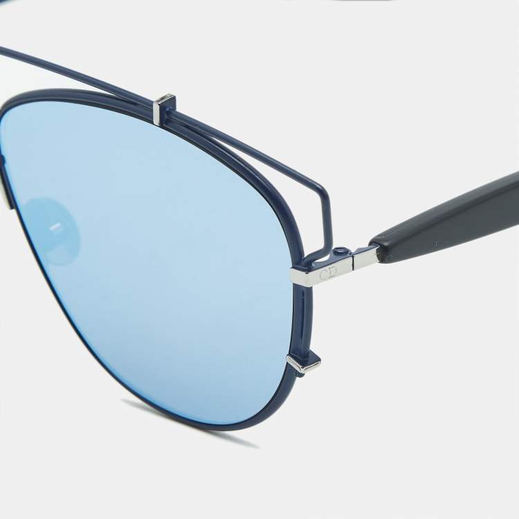 Pre Owned Dior Blue/Black Mirrored PQUA4 DiorTechnologic Aviator Sunglasses