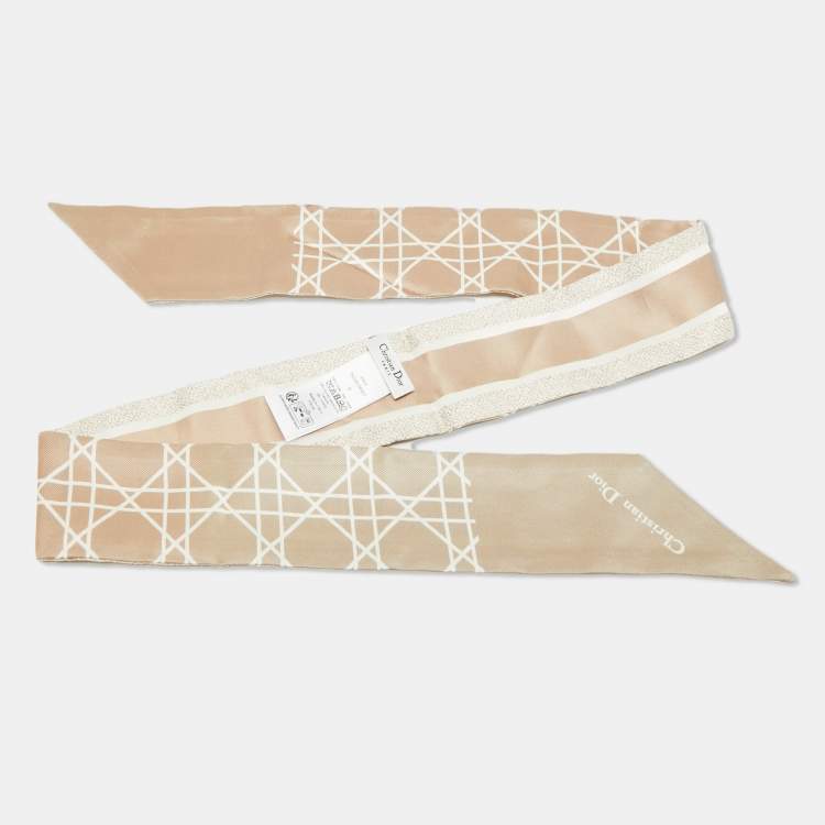 Pre Owned Christian Dior Beige Cannage Micha Bandeau