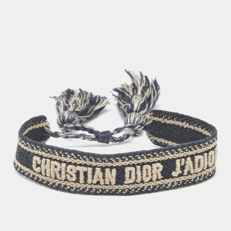 Pre Owned Dior  J'adior Navy Blue Woven Fabric Friendship Bracelet