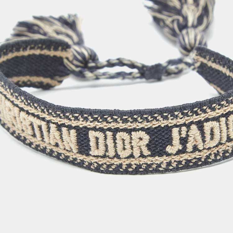 Pre Owned Dior  J'adior Navy Blue Woven Fabric Friendship Bracelet