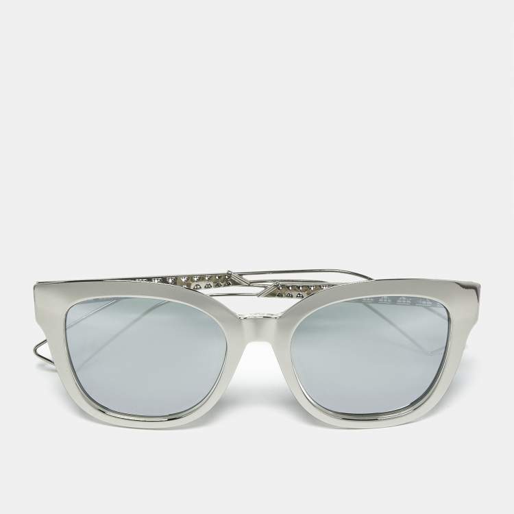 Pre Owned Dior Silver Mirrored Diorama1 Square Sunglasses