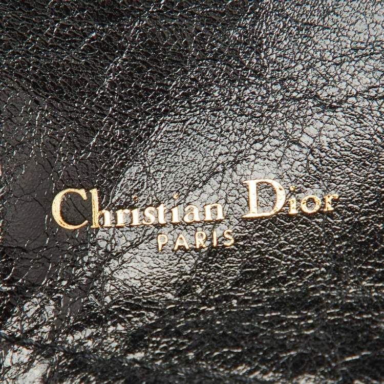 Pre Owned Dior Black Crinkled Leather Saddle Wrap Belt