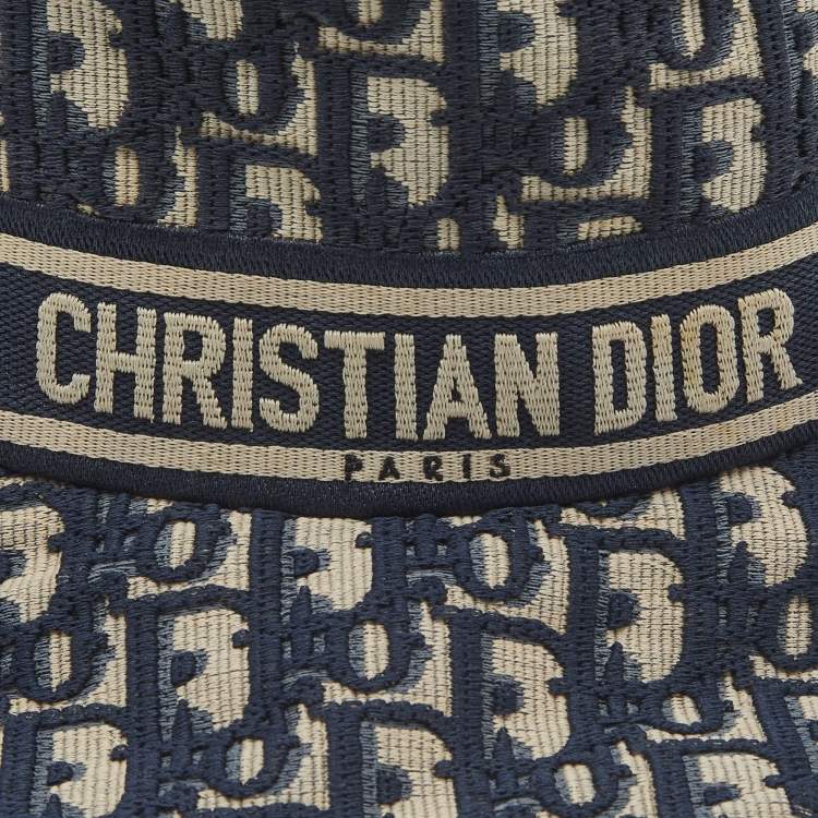 Pre Owned Christian Dior Blue Oblique Jacquard Bucket Hat