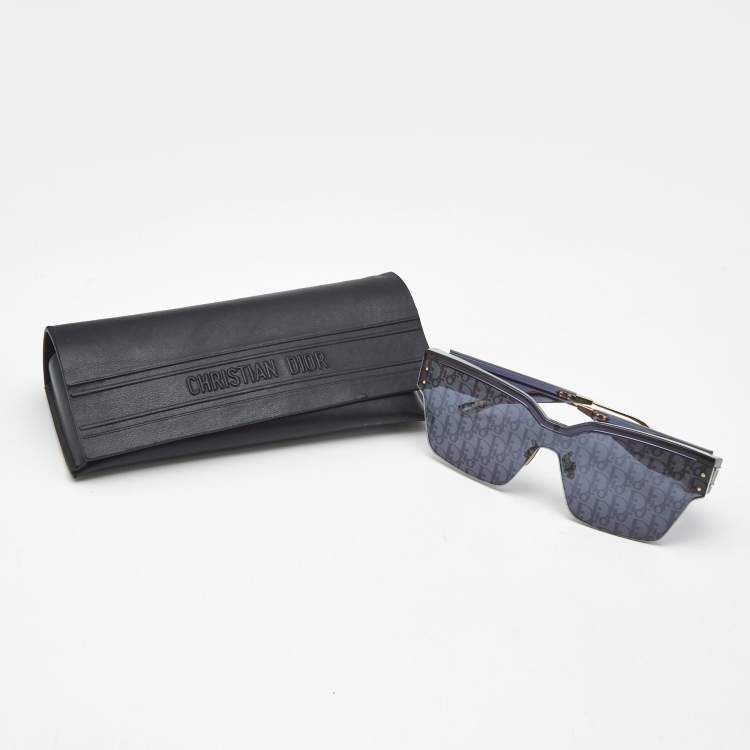 Pre Owned Dior Navy Blue Oblique DiorClub 30B8 Shield Sunglasses