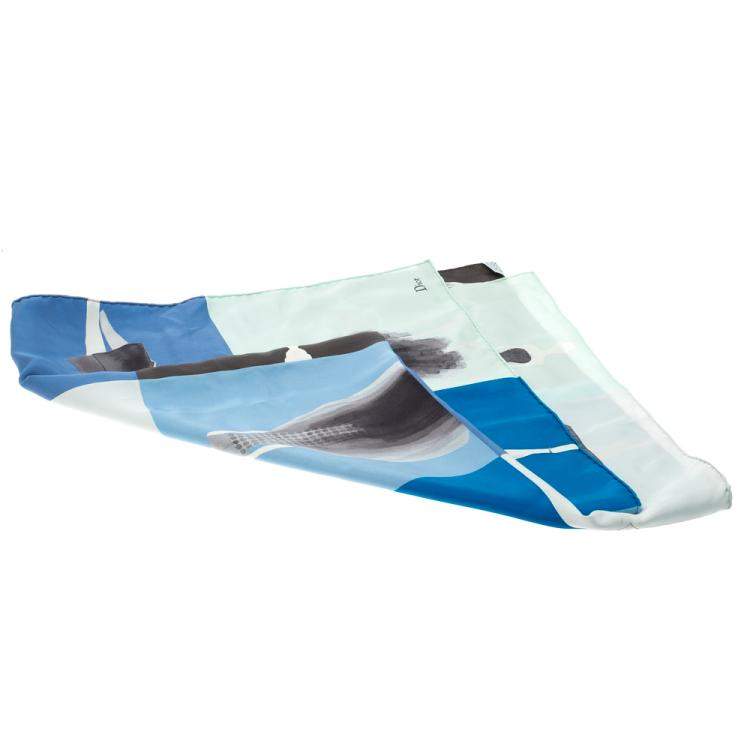 Pre Owned Dior Multicolor Lady Silhouette Print Mats Gustafson Square Silk Scarf