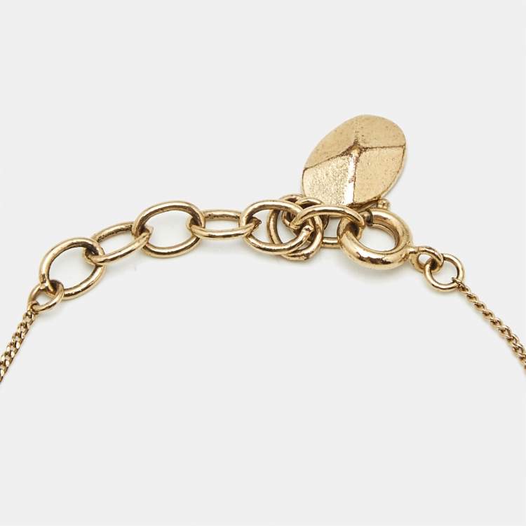 Pre Owned Dior Mise En Dior Faux Pearl Gold Tone Bracelet